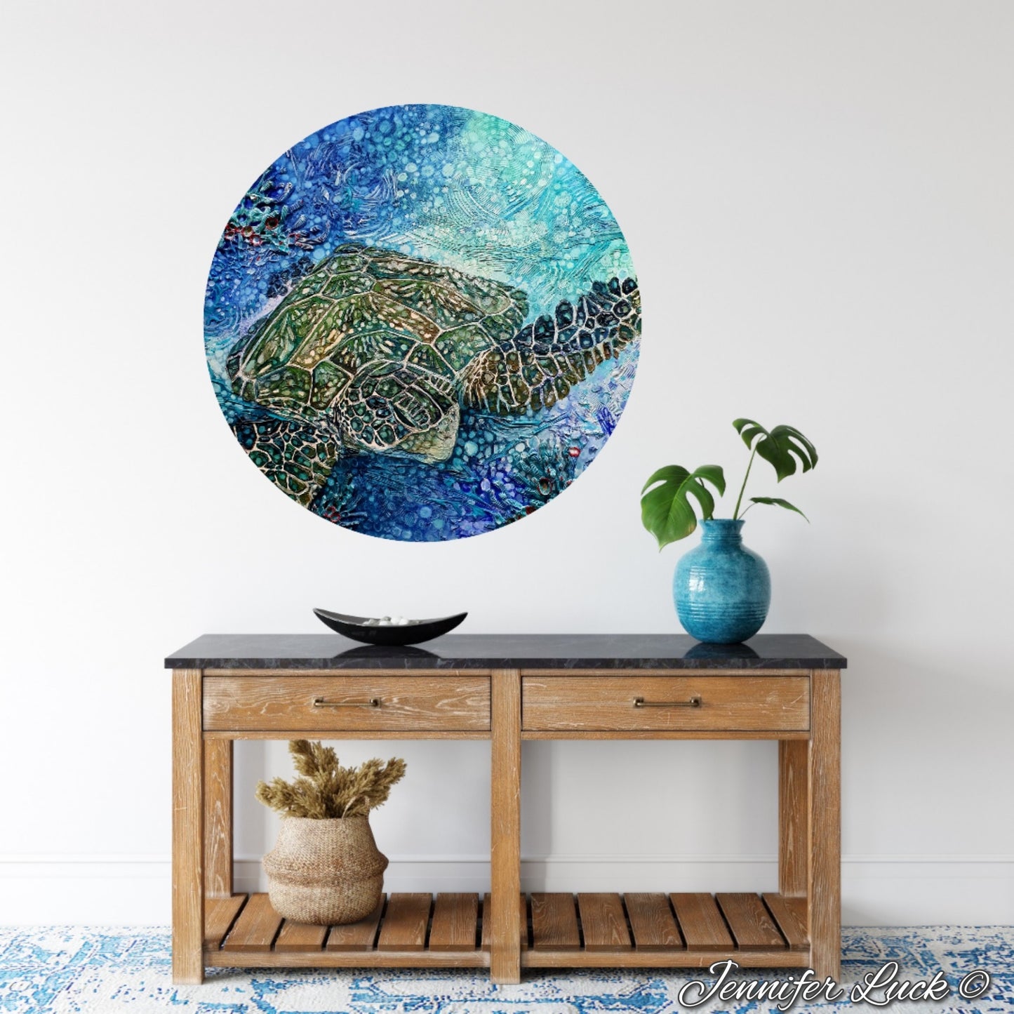 Jennifer Luck, Reef Daze, Oil on round Canvas