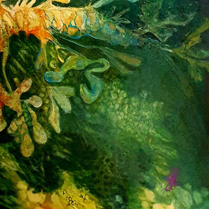 Jennifer Luck, Leafy Dragon Drift, Oil on Canvas