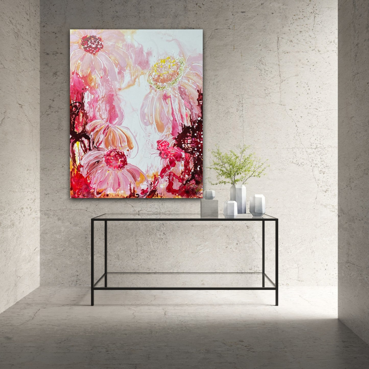 Kerry Bruce, Dancing Daisies, Acrylic on Canvas