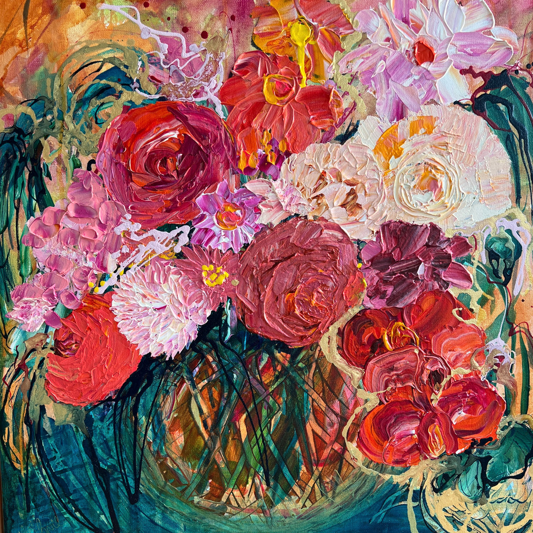 Kerry Bruce, Flowers Galore, Acrylic on Canvas