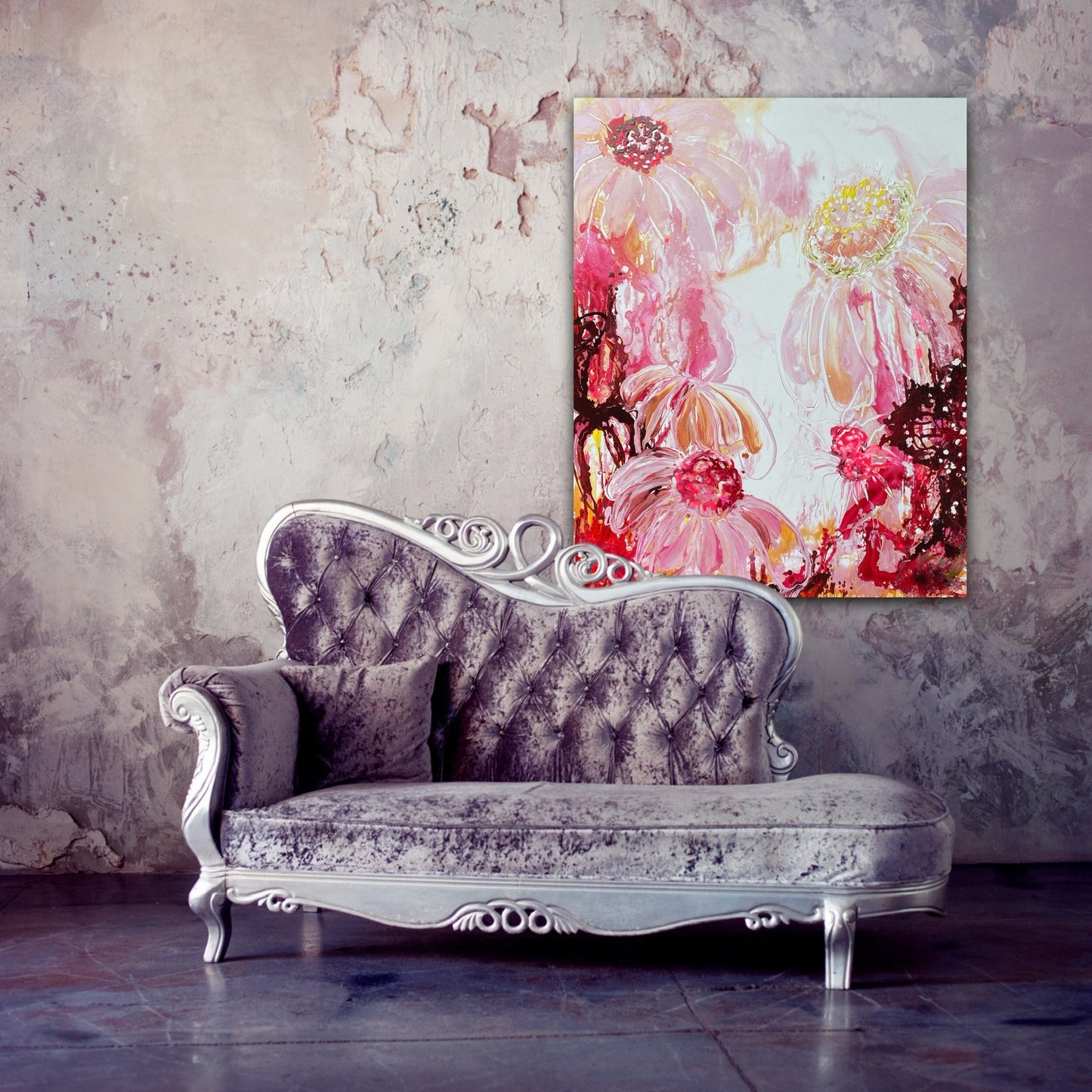 Kerry Bruce, Dancing Daisies, Acrylic on Canvas