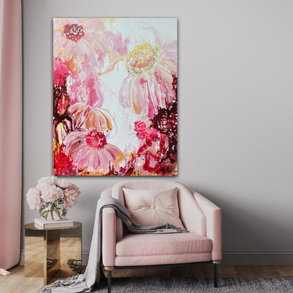 Kerry Bruce, Dancing Daisies, Acrylic on Canvas