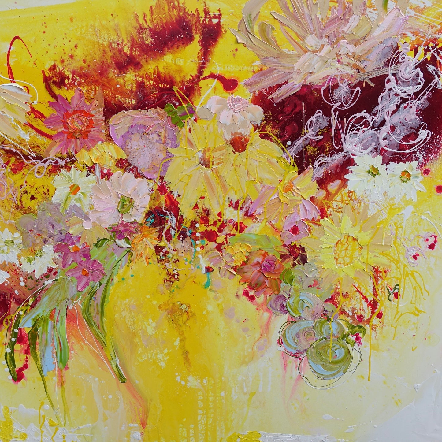 Kerry Bruce,Floral Indulgence, Acrylic on Canvas