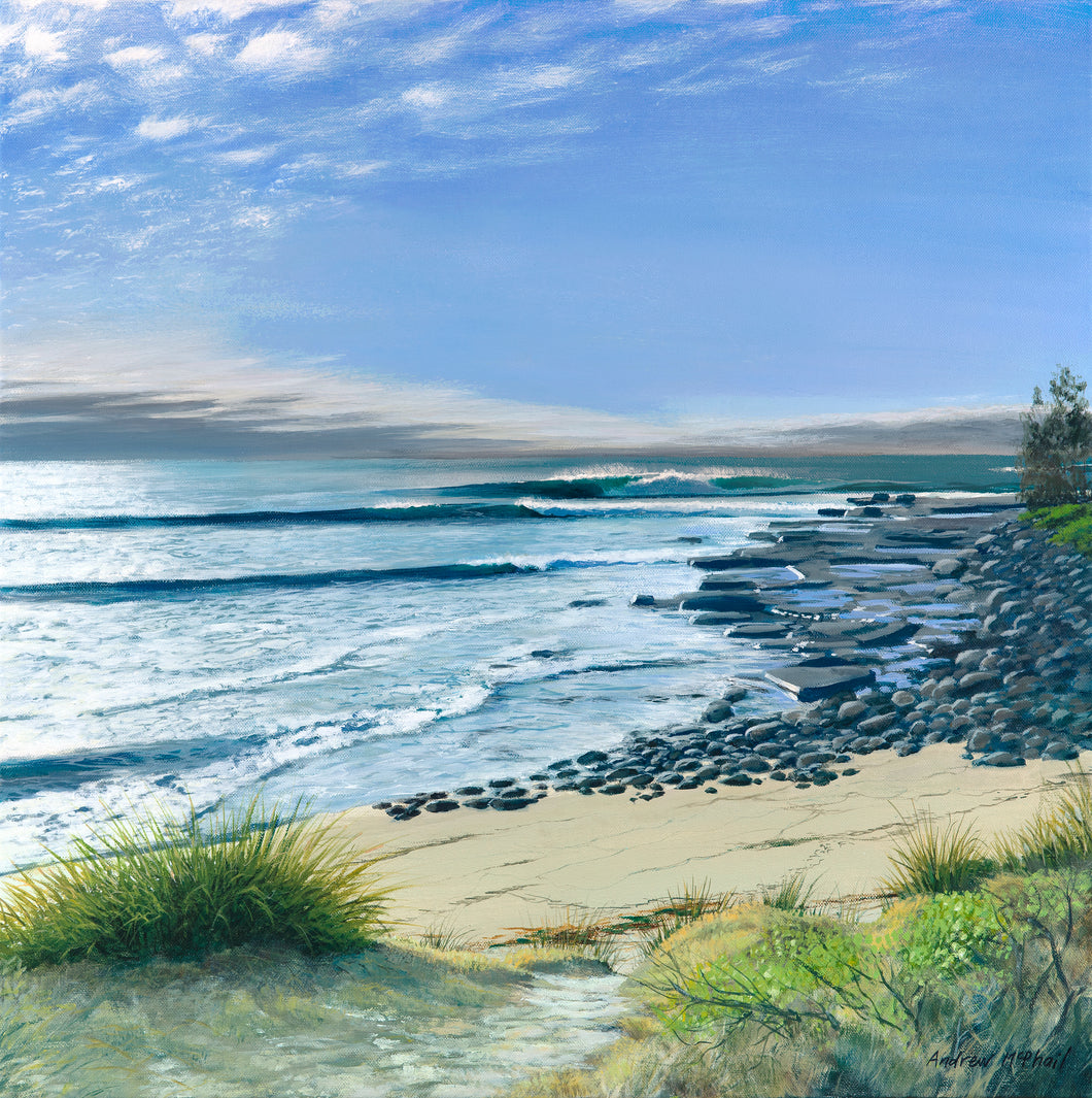 Andrew McPhail, After the Rain, Depot Beach, Acrylic on Canvas