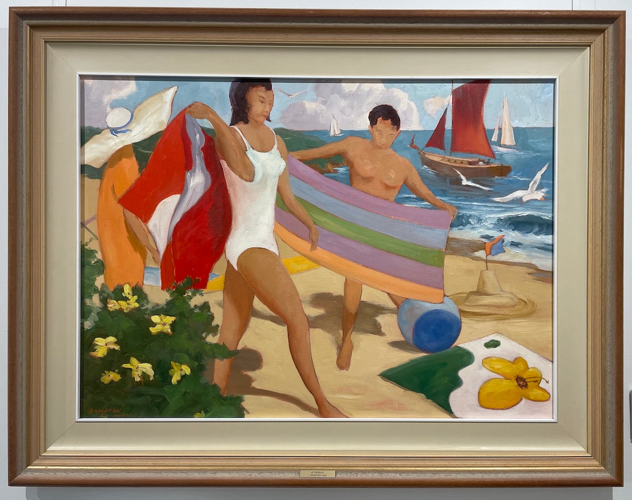 John Downton, At the Beach, Oil on Canvas