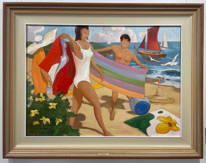 John Downton, At the Beach, Oil on Canvas