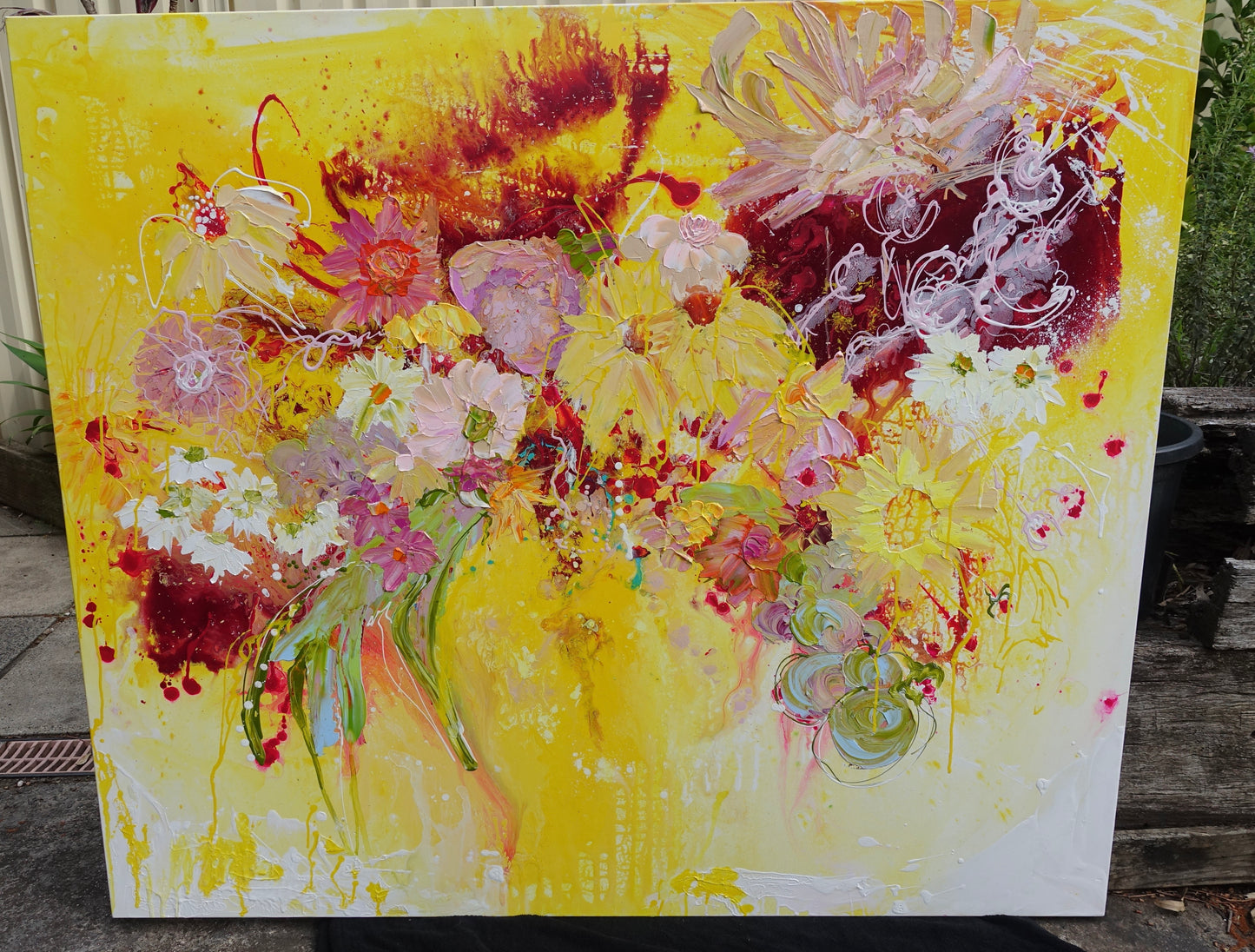Kerry Bruce,Floral Indulgence, Acrylic on Canvas