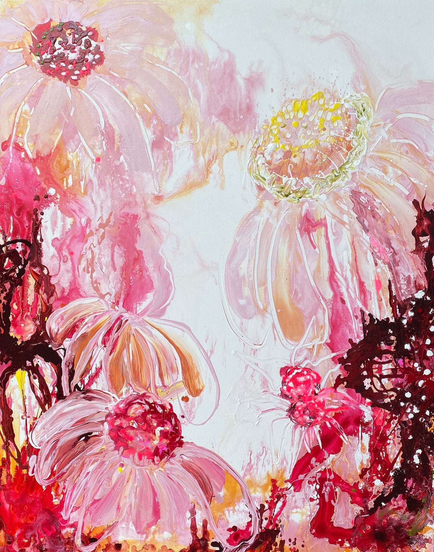 Kerry Bruce, Dancing Daisies, Acrylic on Canvas