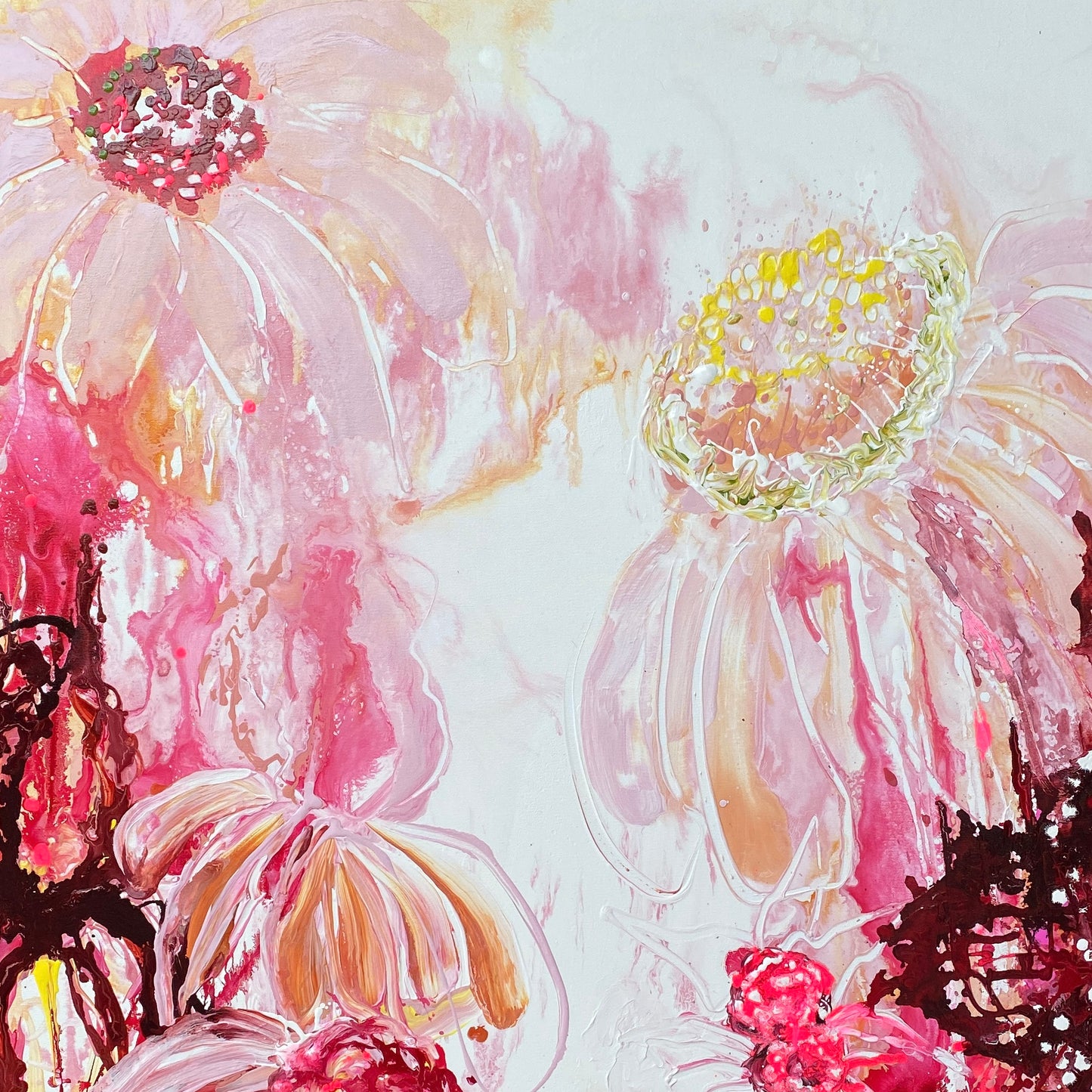 Kerry Bruce, Dancing Daisies, Acrylic on Canvas