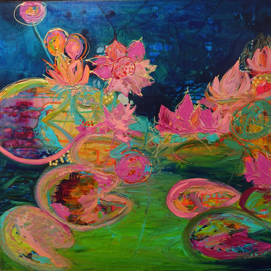 Kerry Bruce, Lillies, Acrylic on Linen