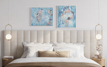 Load image into Gallery viewer, Five ballerinas in pale blue tutus, standing backstage. In situ on a bedroom wall with matching painting Swans.
