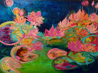 Kerry Bruce, Lillies, Acrylic on Linen