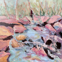 Load image into Gallery viewer, Florence Creek, Kakadu, Northern Territory, a refreshingly beautiful swimming hole painted in pastel pink and blue.
