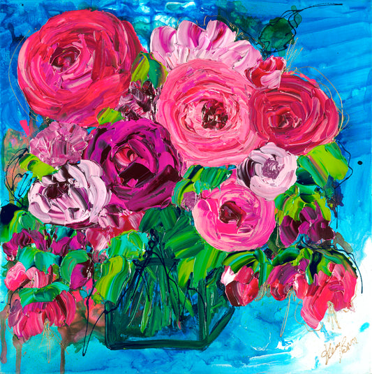 Kerry Bruce, Peonie Love, Acrylic on Canvas