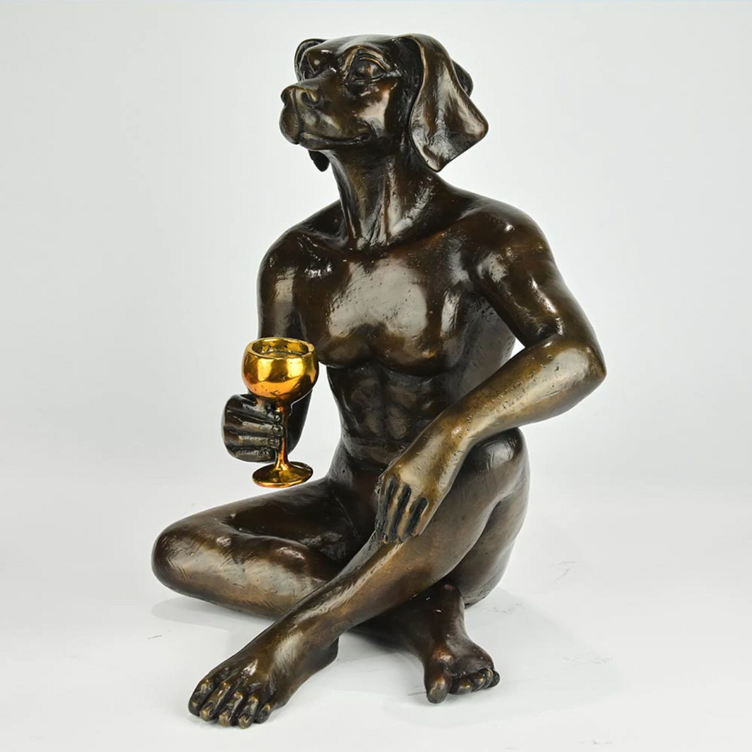 Gillie and Marc, He loved a Good Red, Bronze with Gold Patina sculpture #4 / 25