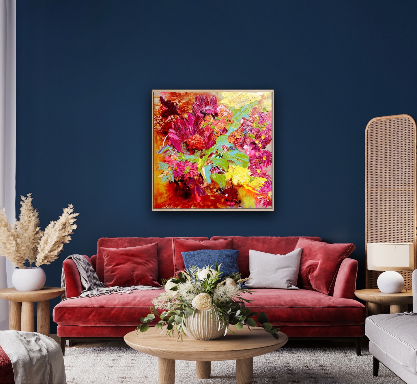 Kerry Bruce, Protea Petals, Acrylic on Linen canvas