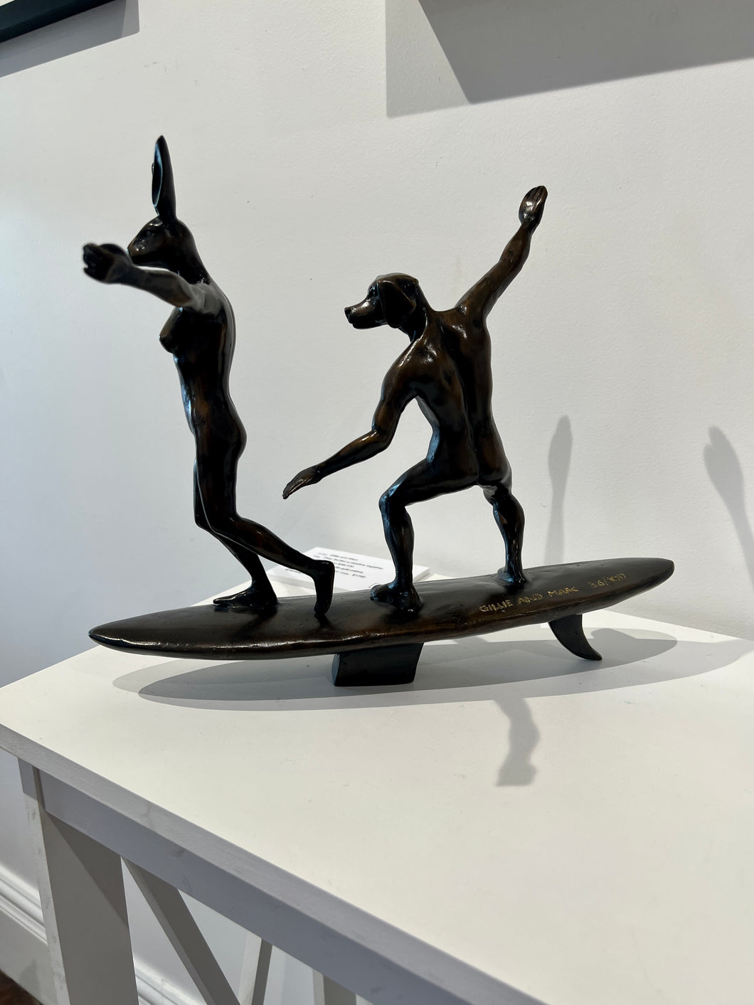 Gillie and Marc, They Surfed the Pipeline together, Bronze Sculpture #36/100