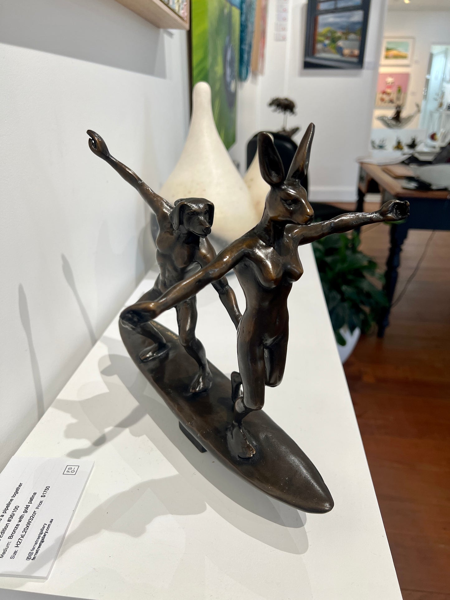 Gillie and Marc, They Surfed the Pipeline together, Bronze Sculpture #36/100