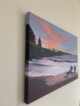 Load image into Gallery viewer, Andrew McPhail, original painting, April is a beautiful month for sunrises on the south coast of NSW. This morning had it all. The wash was reflecting pink and gold, the waves were tipped with emerald, and the classic Kiama silhouette was sharp against the sky.
