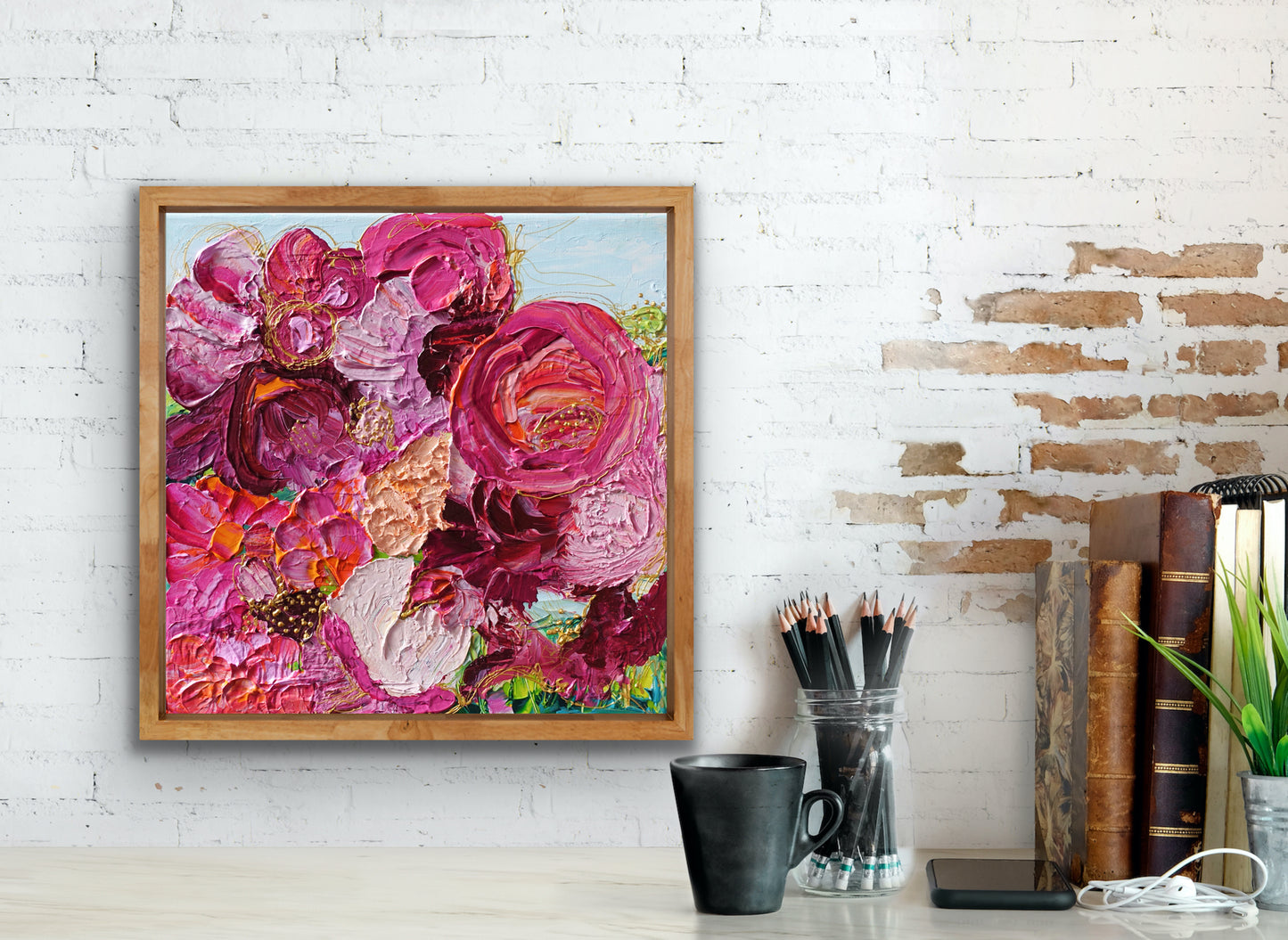 Kerry Bruce, Peonies in Pink, acrylic on canvas