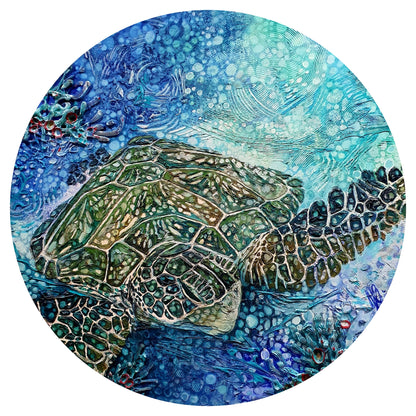Jennifer Luck, Reef Daze, Oil on round Canvas