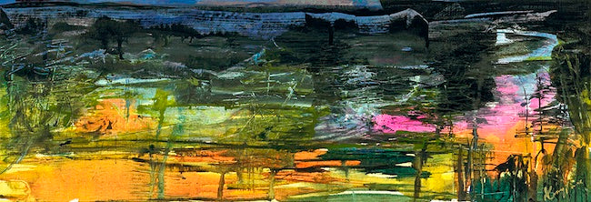Kiama at sunset on the NSW South Coast painted in an abstract style.