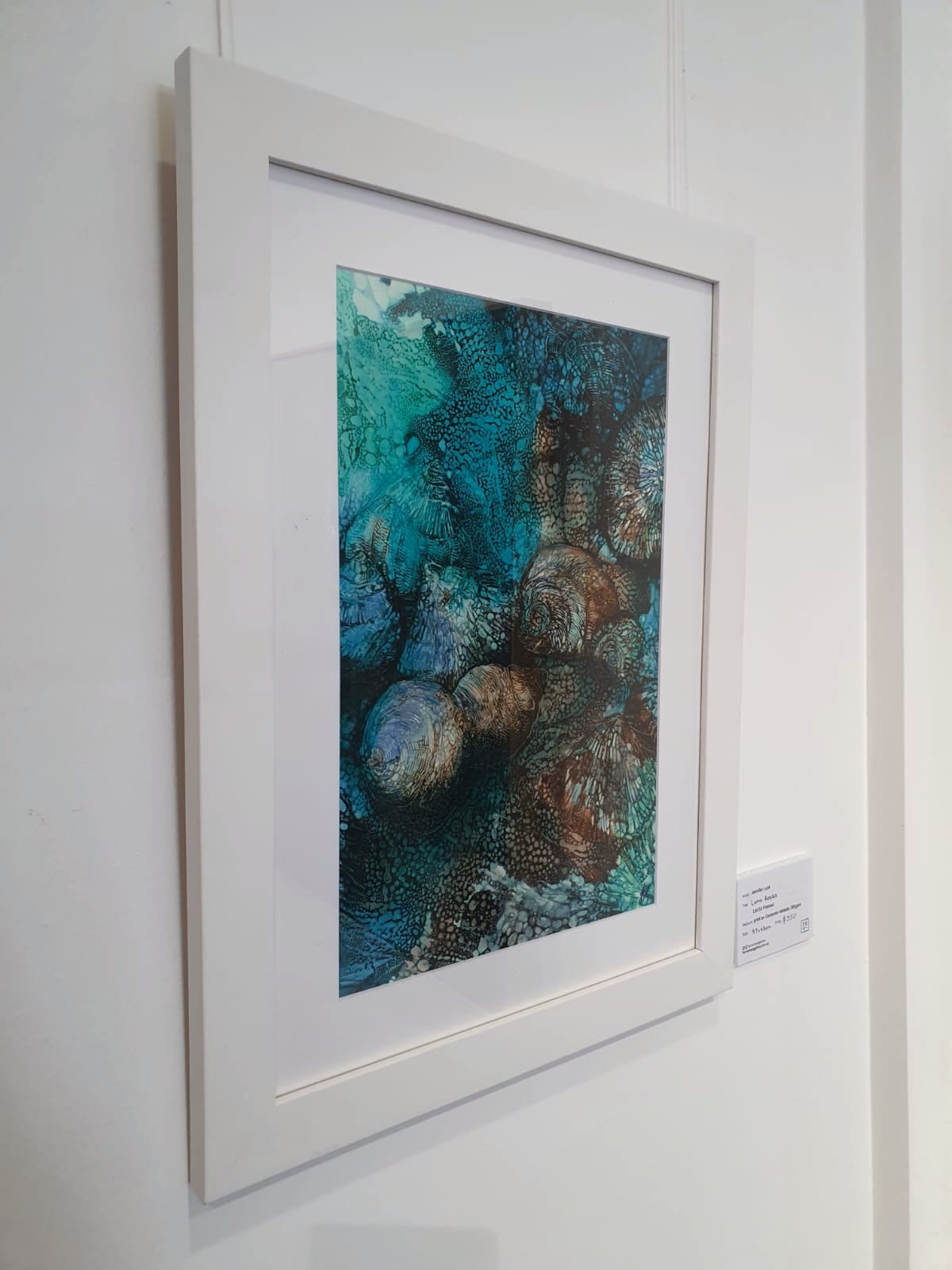 Underwater rocks in shades of blue, aqua and turquoise. Side view, limited edition print