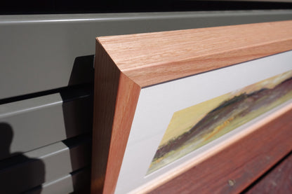 bstract painting of the hills and grassy countryside in Sofala NSW. Closeup of frame.