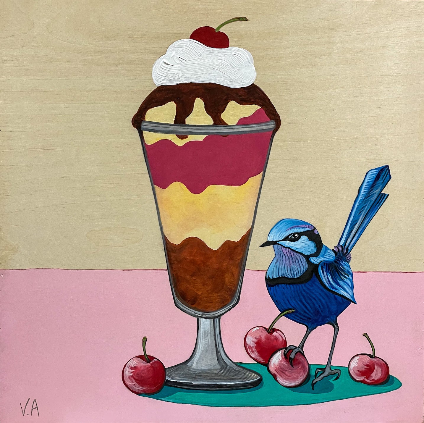 Vanessa Anderson, My Cherry, Acrylic on Wooden Board