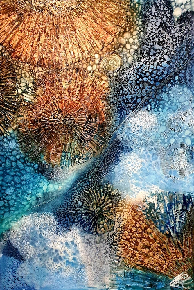 Rockpool shells oil painting