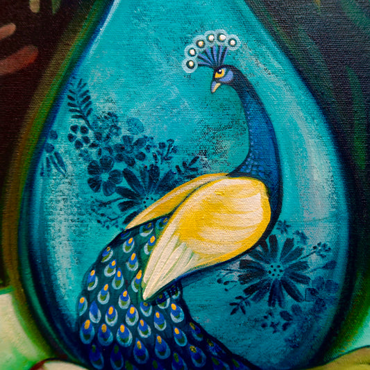 Vanessa Anderson, Pear Flair, detail of original artwork, acrylic and oil on canvas