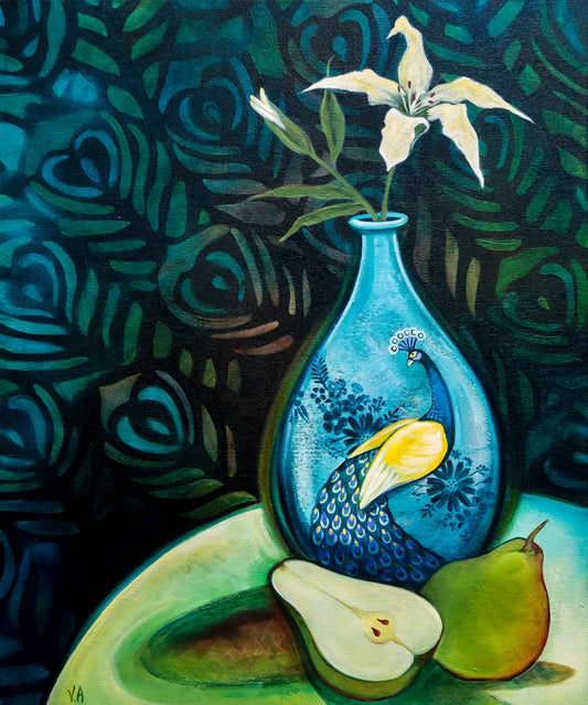 Vanessa Anderson, Pear Flair, original artwork, acrylic and oil on canvas