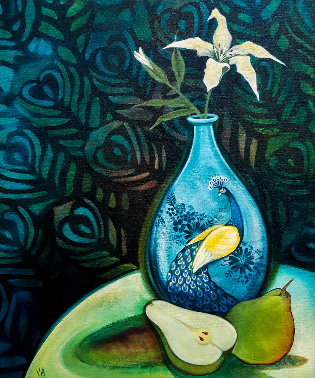 Vanessa Anderson, Pear Flair, original artwork, acrylic and oil on canvas