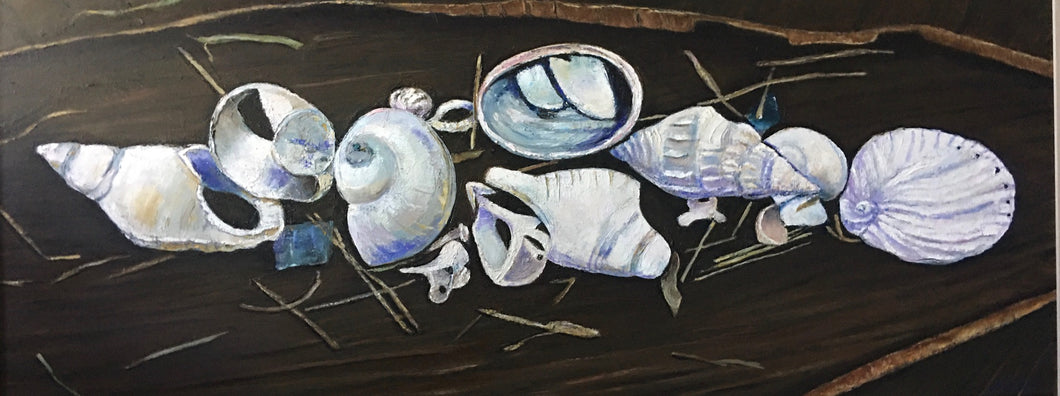 John Forsyth, Shells on Palm Frond, Oil on Canvas