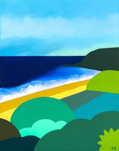 Werri Beach NSW South Coast in a colourful stylised painting.