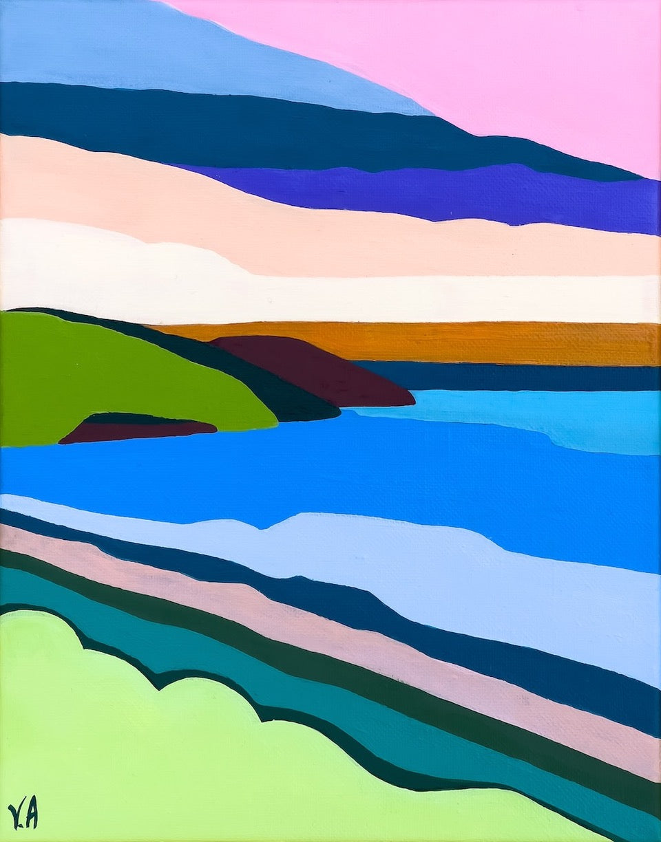 The NSW South Coast, in a stylised colourful painting.