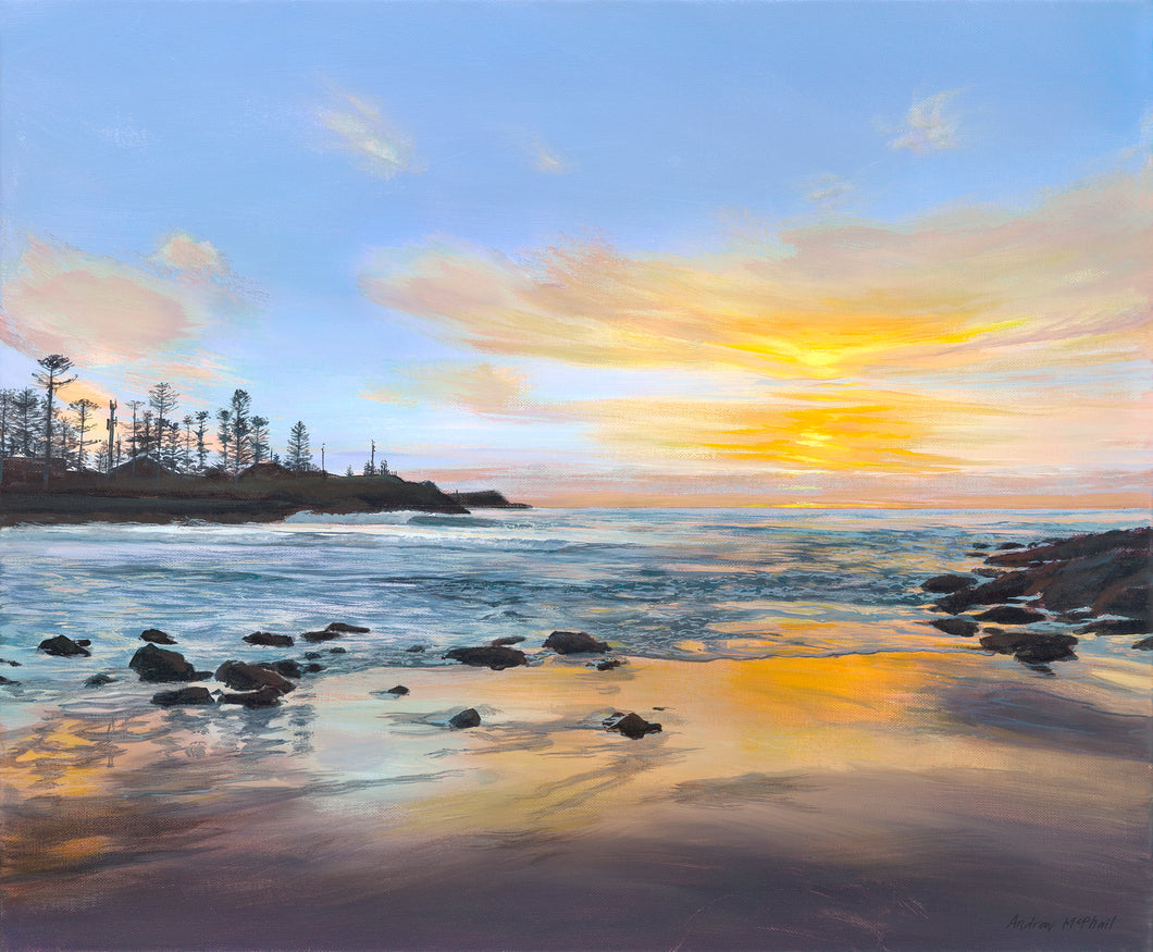 Andrew McPhail, Surf Beach Sunrise Kiama , Acrylic on Canvas