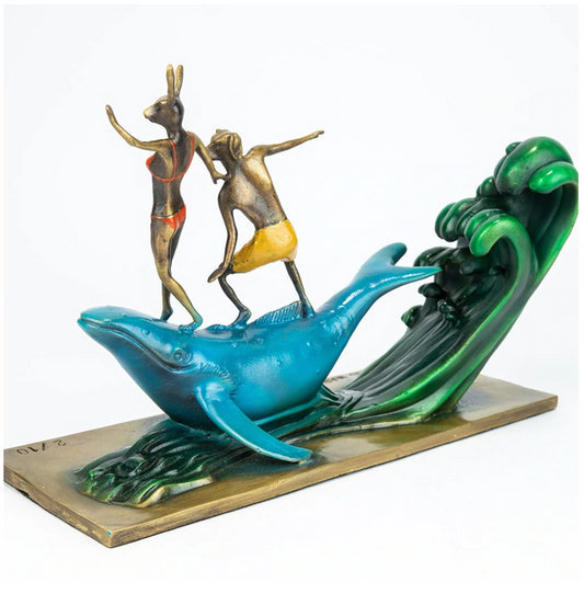 Gillie and Marc, They had a Whale of an Adventure, Bronze w/coloured patina sculpture #10/10