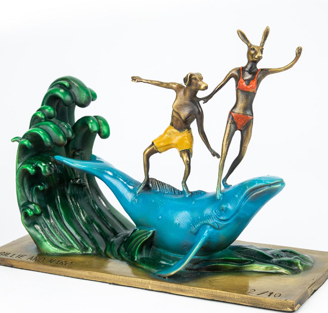 Gillie and Marc, They had a Whale of an Adventure, Bronze w/coloured patina sculpture #10/10