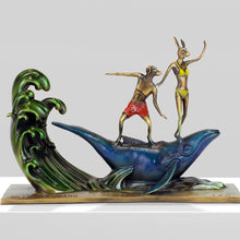 Load image into Gallery viewer, Gillie and Marc, They had a Whale of an Adventure on the seas, Bronze w/coloured patina sculpture #4/8
