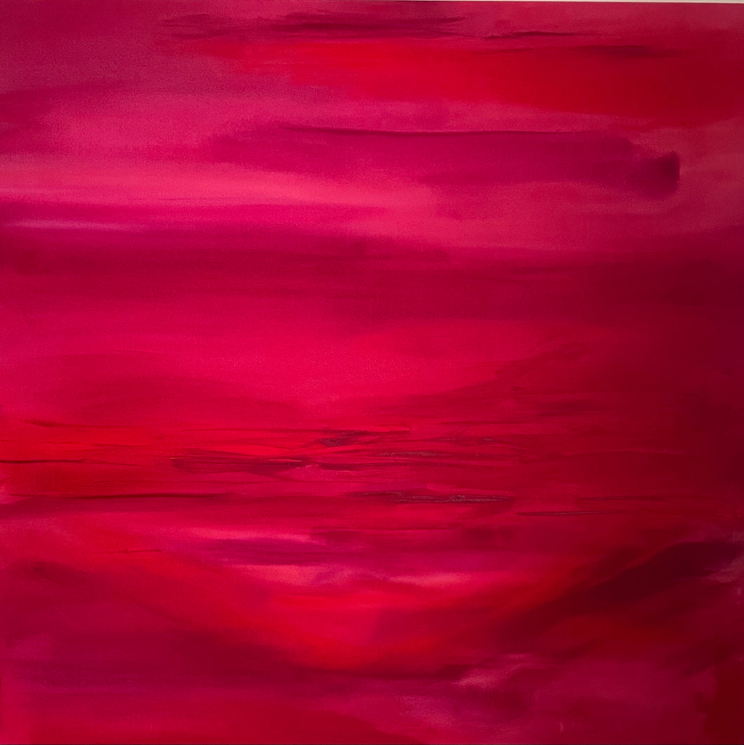 Original abstract artwork with varying shades of red and scarlet.
