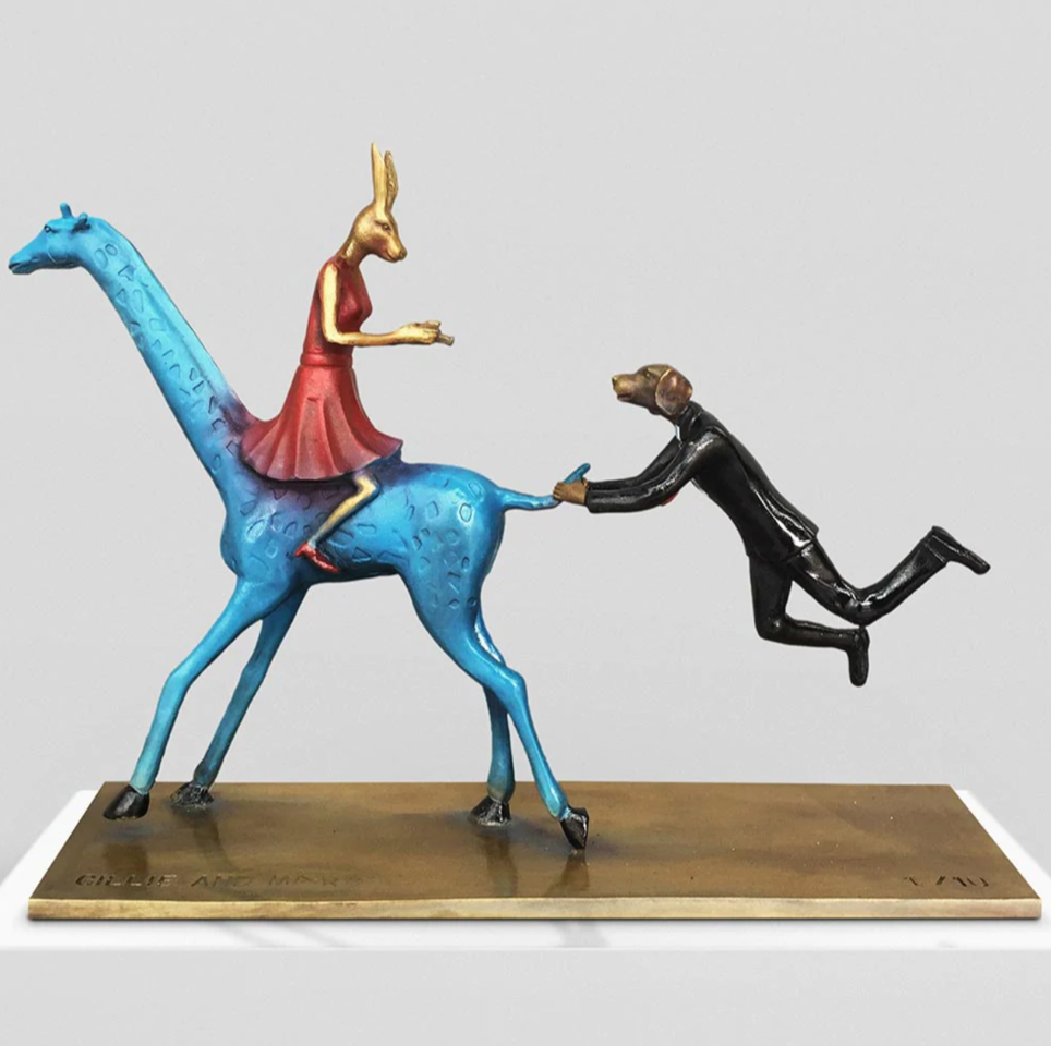 Gillie and Marc, They Loved a wild adventure every day of the week, Bronze Sculpture