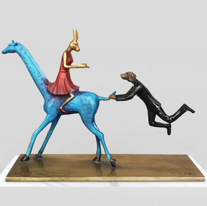Gillie and Marc, They Loved a wild adventure every day of the week, Bronze Sculpture