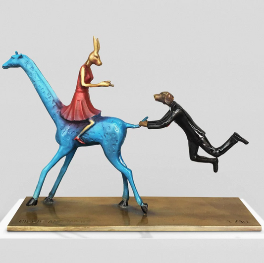 Gillie and Marc, They Loved a wild adventure every day of the week, Bronze Sculpture