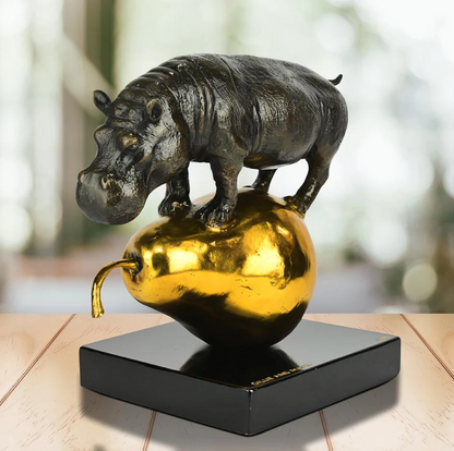 Gillie and Marc, The hippo was just Pearfect, Bronze Sculpture #3