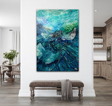 Load image into Gallery viewer, Stingrays in an oil painting. Shown on a white wall.

