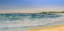 Load image into Gallery viewer, A large sweep of Werri Beach, Gerringong on the NSW South Coast, with Gerringong headland in the distance.
