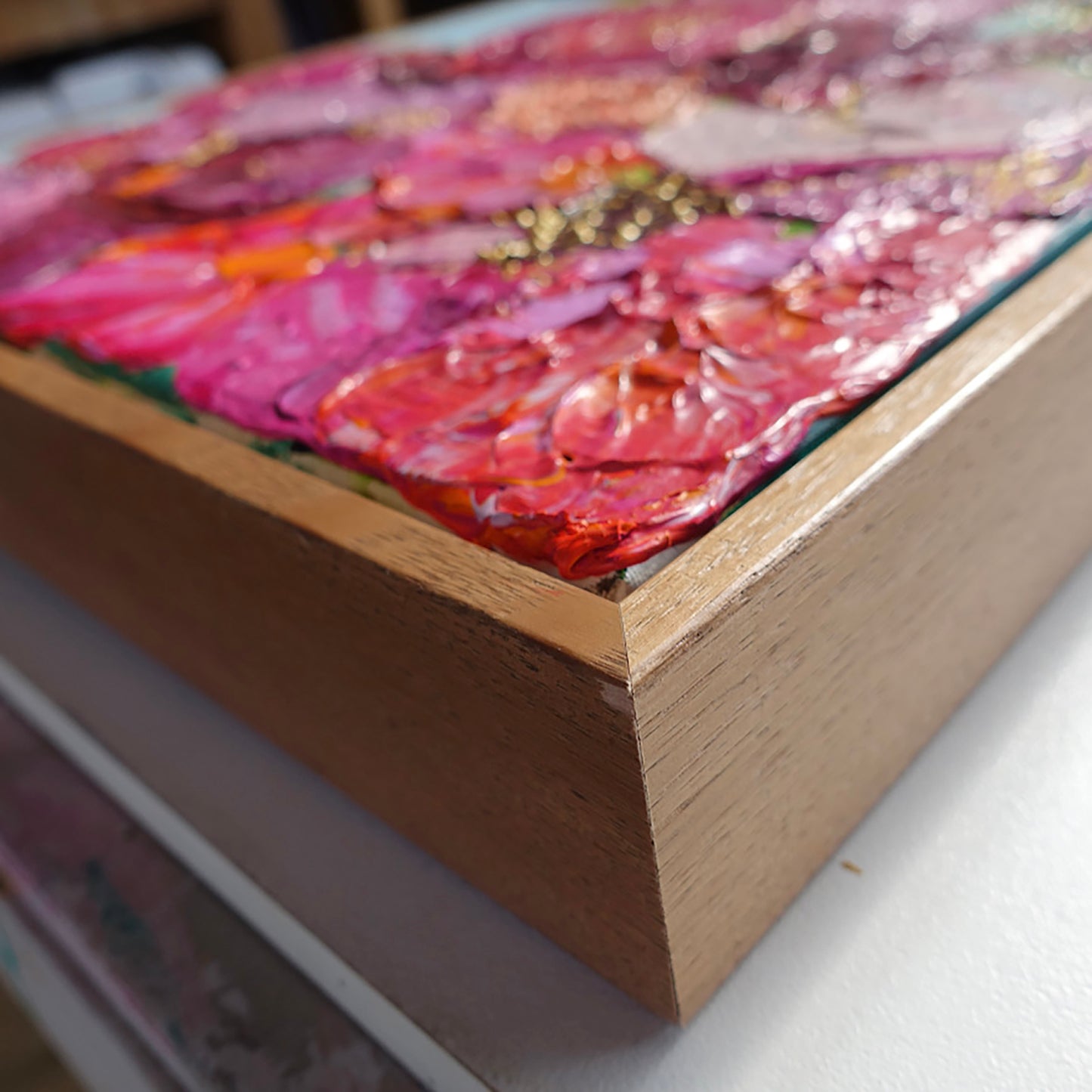 Kerry Bruce, Peonies in Pink, acrylic on canvas