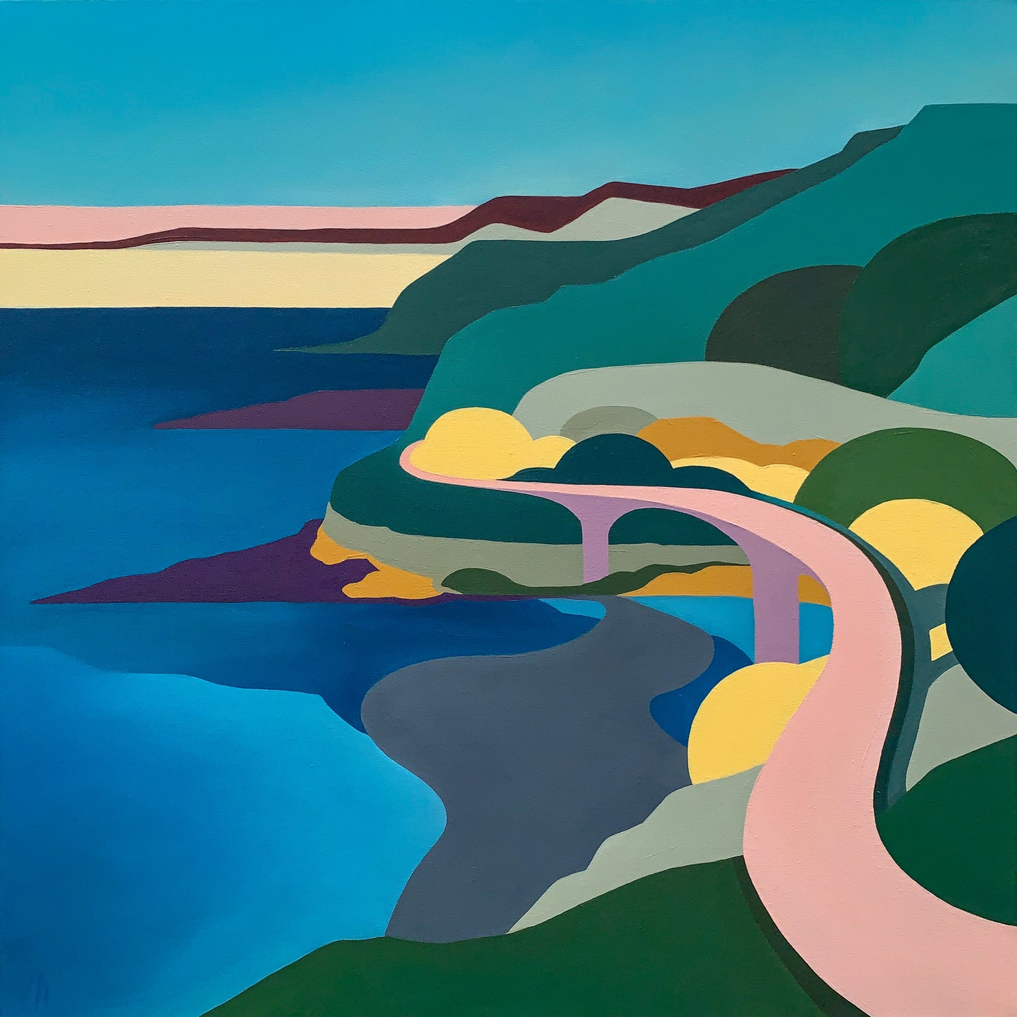 Vanessa Anderson, Coastal Road, Acrylic and Oil on Canvas
