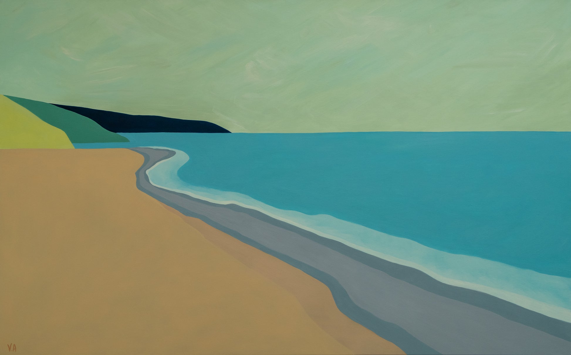 Coastal scene in a paired back, artistic style.